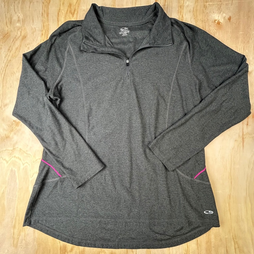 C9 by Champion Womens XXL Gray Heather Quarter Zip Pullover Active Top S9438-ECZ